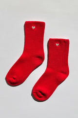 Embroidered Cloud Socks Red + Heart