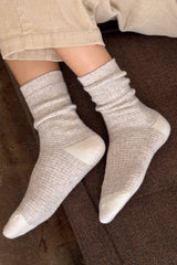 Wool Waffled Socks Denim / Stone