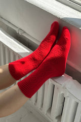 Cashmere Pointelle Socks Red