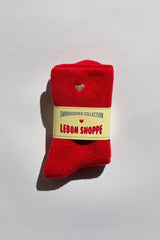 Embroidered Cloud Socks Red + Heart