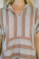 rust brown hooded maxi kaftan dress, home & loft, cotton dress, maxi dress