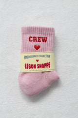 Embroidered Crew Socks : SKY BLUE