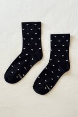 Sneaker Socks: Heart - Black / Cream