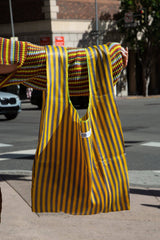 School Tie Fabric Bag: Yellow x Gray