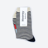 Cole Black and White Striped Crew Socks: Small (Women's 4 - 10)