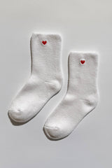 Embroidered Cloud Socks Red + Heart