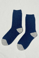 Wool Waffled Socks Denim / Stone