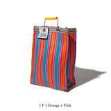 RECYCLED PLASTIC STRIPE BAG - Rectangle D15: Orange x Pink