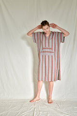rust brown hooded maxi kaftan dress, home & loft, cotton dress, maxi dress