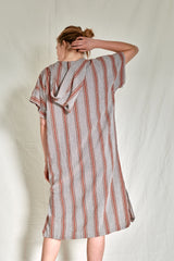 rust brown hooded maxi kaftan dress, home & loft, cotton dress, maxi dress