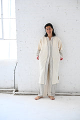 Ivory_Cherry_Tribeca_Button_LS_Kaftan_with model smiling