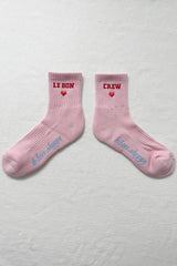 Embroidered Crew Socks : STRAWBERRY MILK