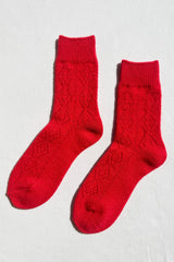 Cashmere Pointelle Socks Red