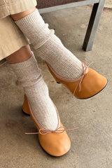 Wool Waffled Socks Denim / Stone