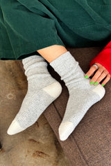Wool Waffled Socks Denim / Stone