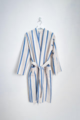 blue-ivory-long-robe home & loft bathrobe in turkish cotton striped linen