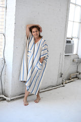 blue-ivory-vneck-kaftan by home & Loft turkish cotton beach loungewear