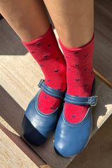 Heart Sneaker Socks TOMATO / NAVY
