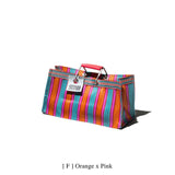 RECYCLED PLASTIC STRIPE BAG - Wide: Green x Red