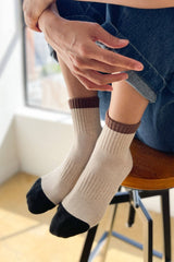 Color Block Girlfriend Socks : Grey Pink