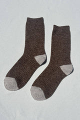 Wool Waffled Socks Denim / Stone
