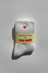 Embroidered Cloud Socks Red + Heart
