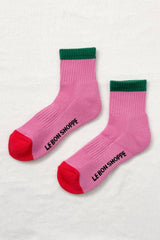 Color Block Girlfriend Socks : Grey Pink