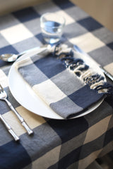 Ivory Grey Navy Gingham Hand Towel