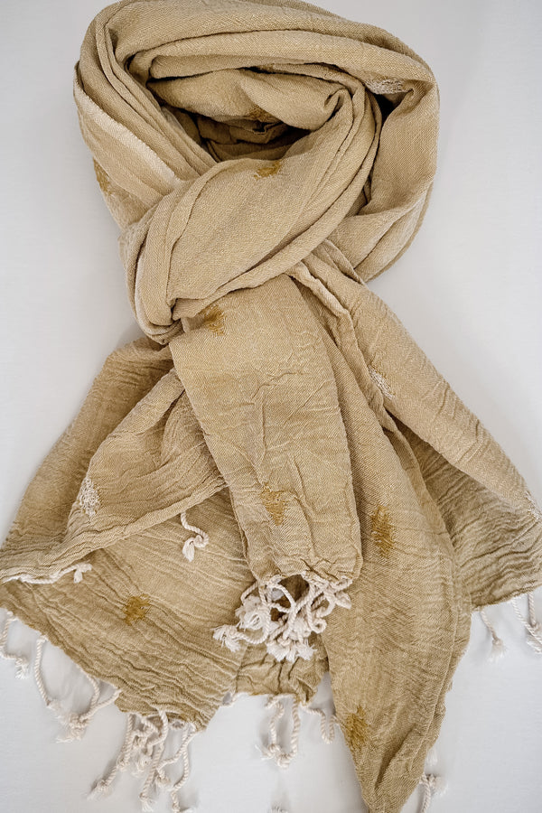 yellow dash lightweight scarf by home and loft, handwoven