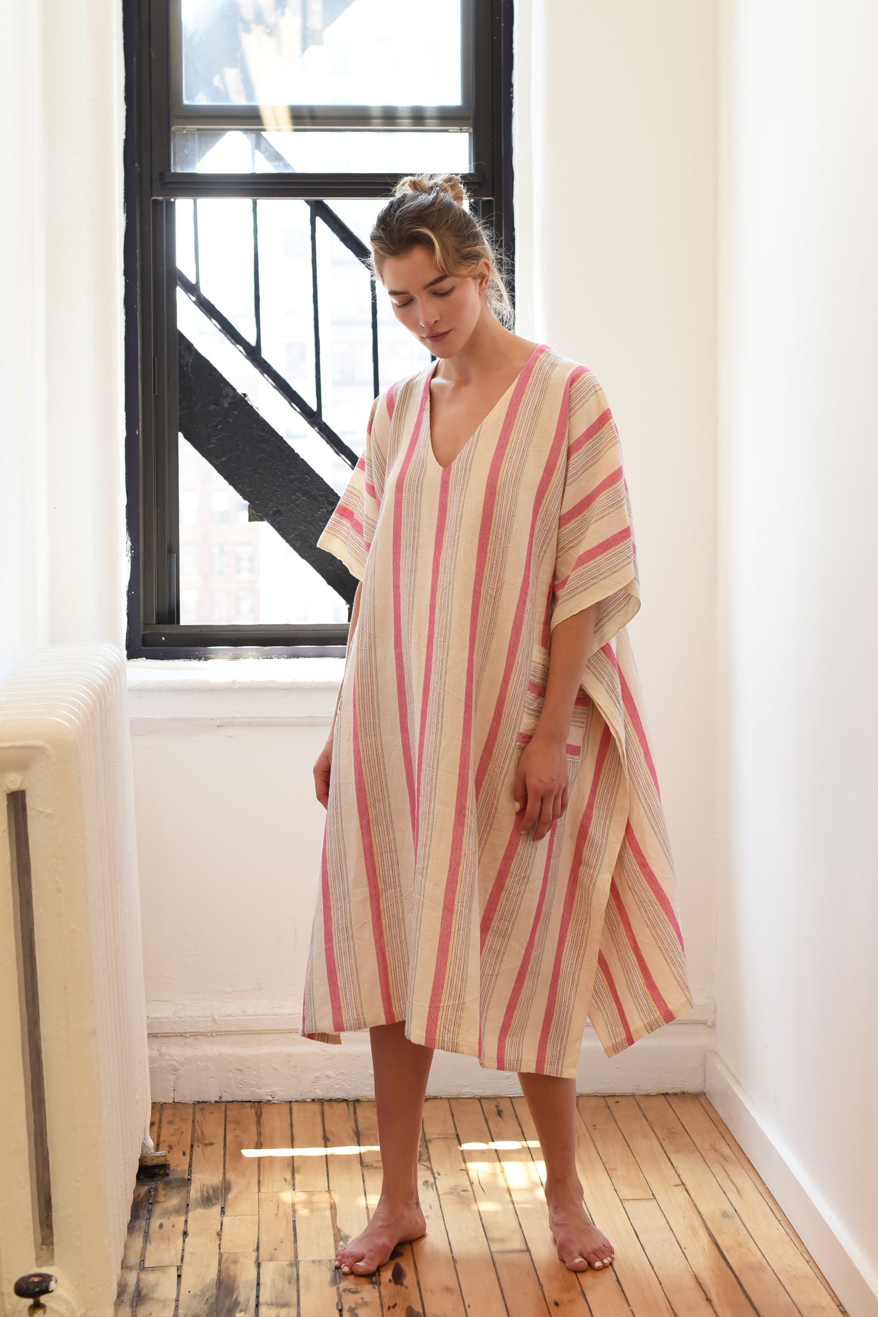Pink Heavy Neck Kaftan Co ord Set
