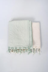 sage-ivory-tonal-towel home & loft turkish cotton throw blanket