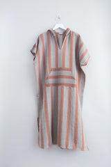 rust brown hooded maxi kaftan dress, home & loft, cotton dress, maxi dress