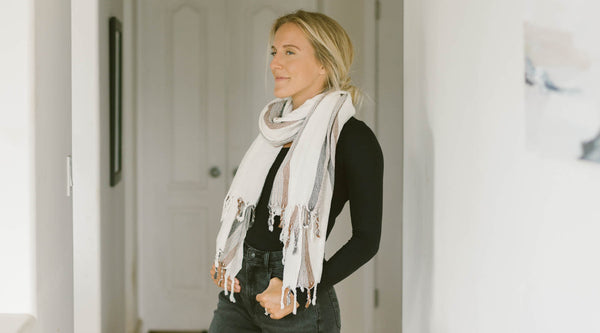 home and loft turkish towel as a scarf