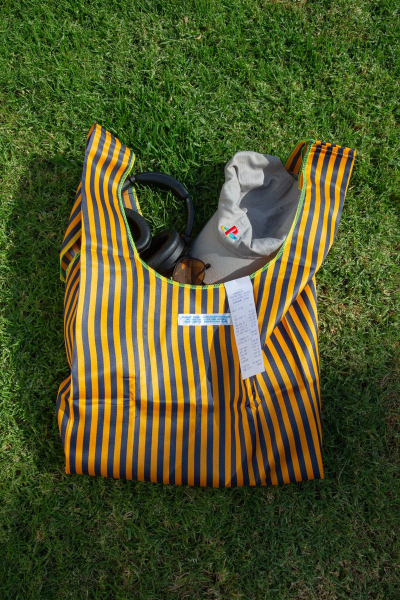 School Tie Fabric Bag: Navy Blue x Orange