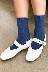 Wool Waffled Socks Denim / Stone