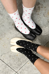 Sneaker Socks: Heart - Black / Cream