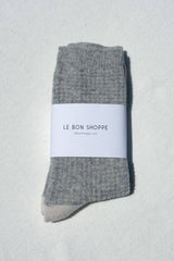 Wool Waffled Socks Denim / Stone