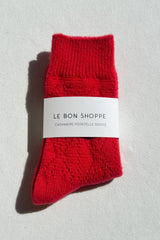 Cashmere Pointelle Socks Red