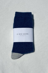 Wool Waffled Socks Denim / Stone