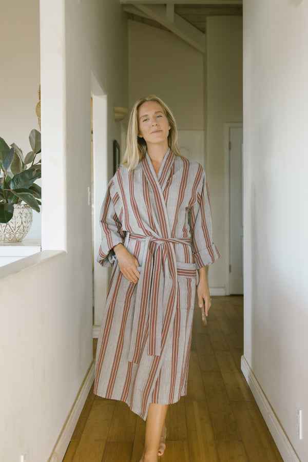 rust brown hudson 100% cotton bathrobe from home and loft