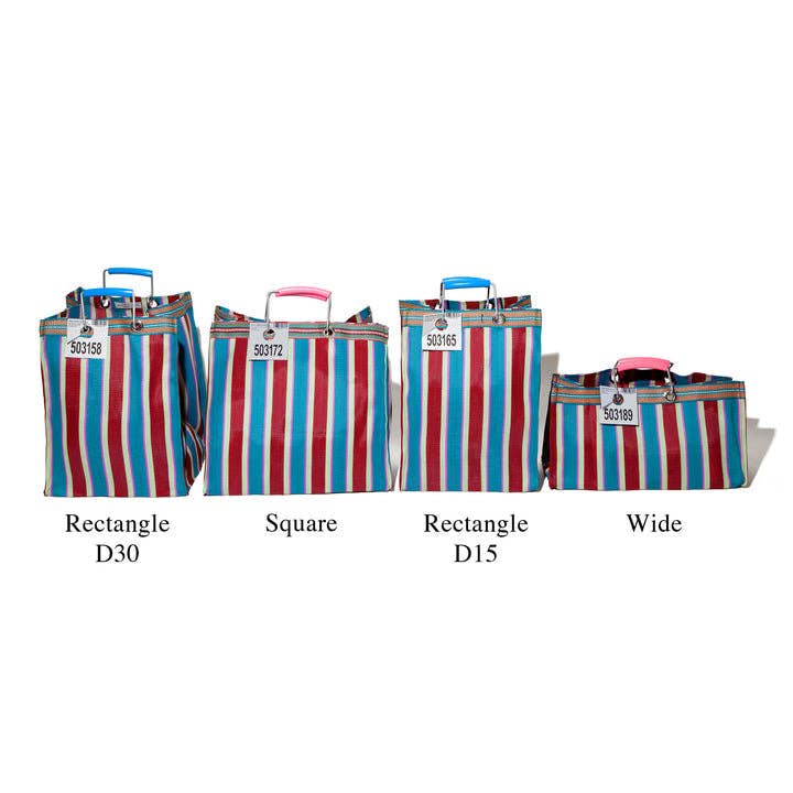 RECYCLED PLASTIC STRIPE BAG - Rectangle D15: Green x Pink