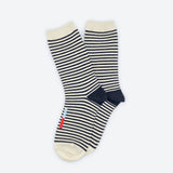 Cole Black and White Striped Crew Socks: Small (Women's 4 - 10)