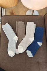 Wool Waffled Socks Denim / Stone