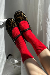 Cashmere Pointelle Socks Red