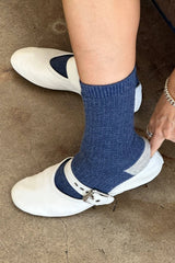 Wool Waffled Socks Denim / Stone