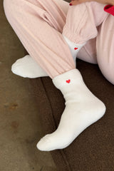 Embroidered Cloud Socks Red + Heart