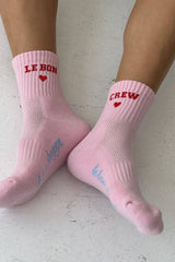 Embroidered Crew Socks : SKY BLUE