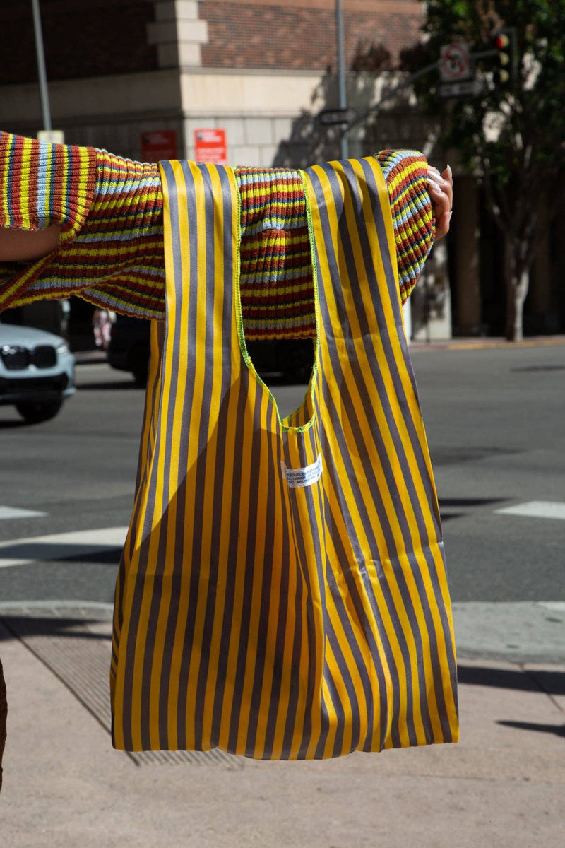 School Tie Fabric Bag: Yellow x Gray