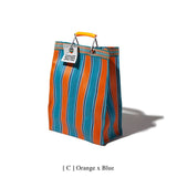 RECYCLED PLASTIC STRIPE BAG - Rectangle D15: Orange x Pink