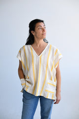 Yellow Ivory Montauk Short V-Neck Kaftan